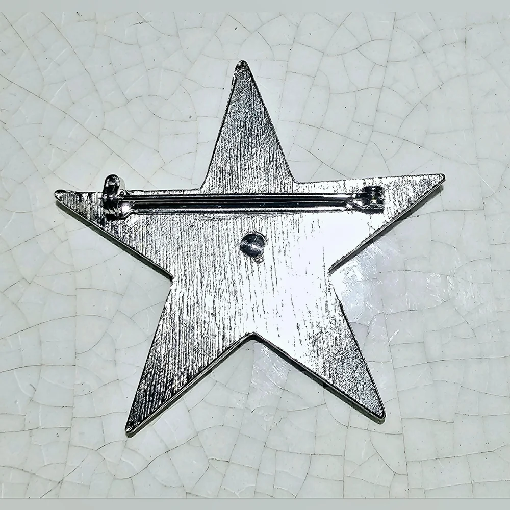 Brilliant blue 5 point star captains wheel brooch sailor, ship nautical old 💰